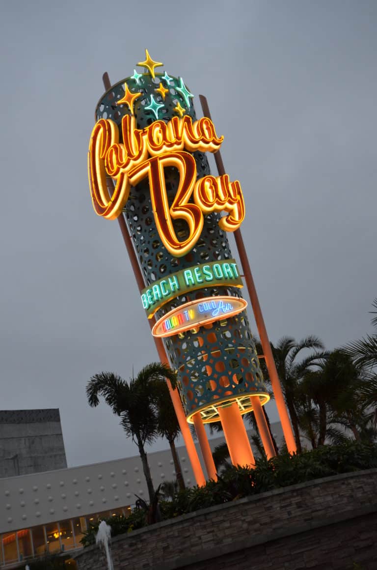 Cabana Bay Beach Resort Pylon With Illumination and Curved Letters