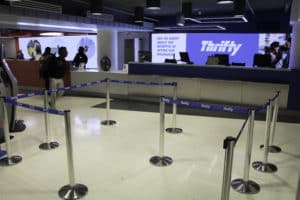 Hertz and Thrifty back-wall LED displays