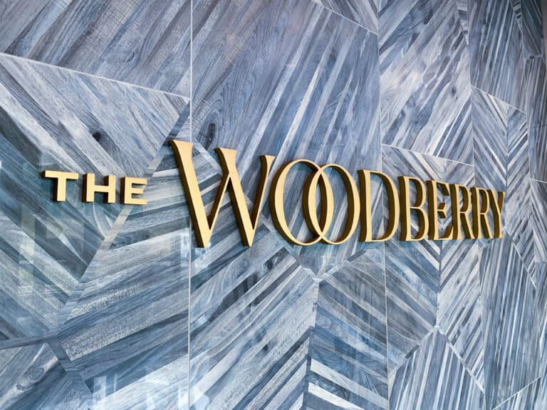 The Woodberry impact logo with flat cut aluminum letters