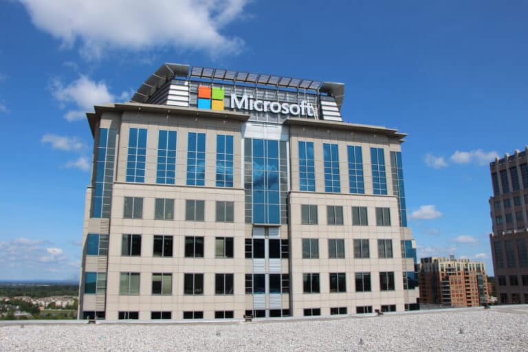 Microsoft illuminated logo and letters