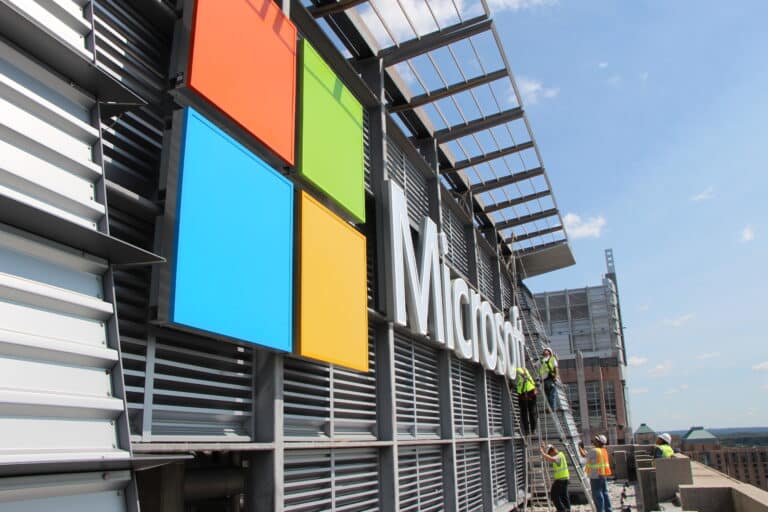 Install of Microsoft illuminated logo and letters