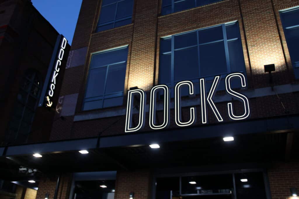 Open Face Illuminated Channel Letters at Docks on the Harbor in Baltimore, MD