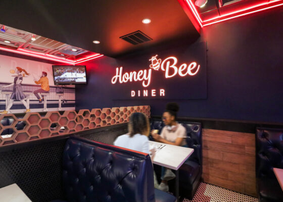 Honey Bee Diner Impact Wall with Illuminated Faux Neon
