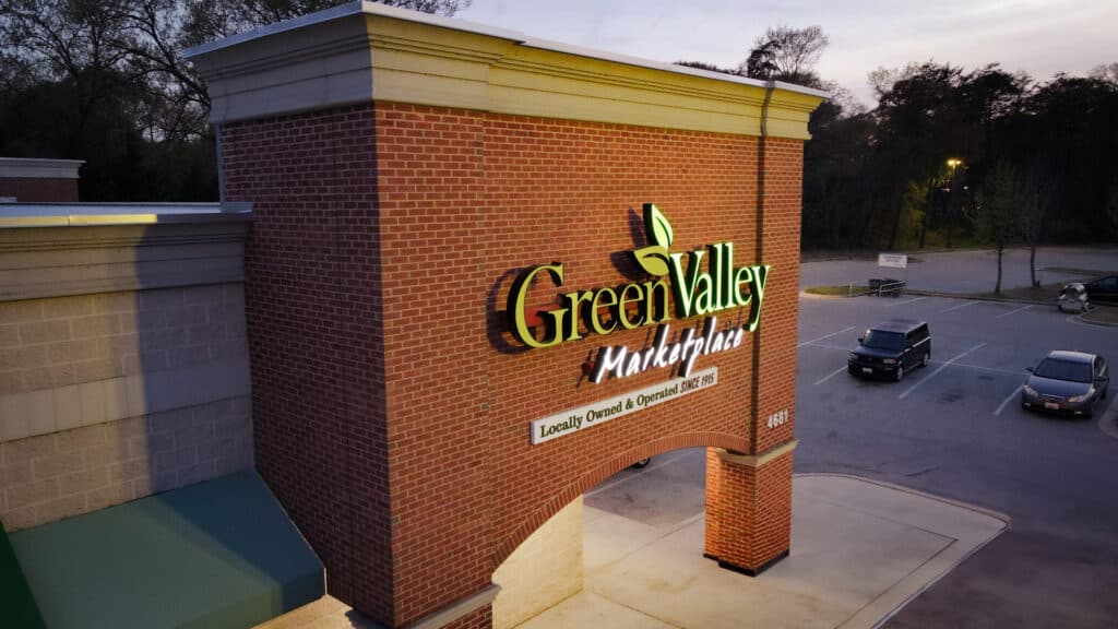 Green Valley Marketplace Illuminated Identification Signage