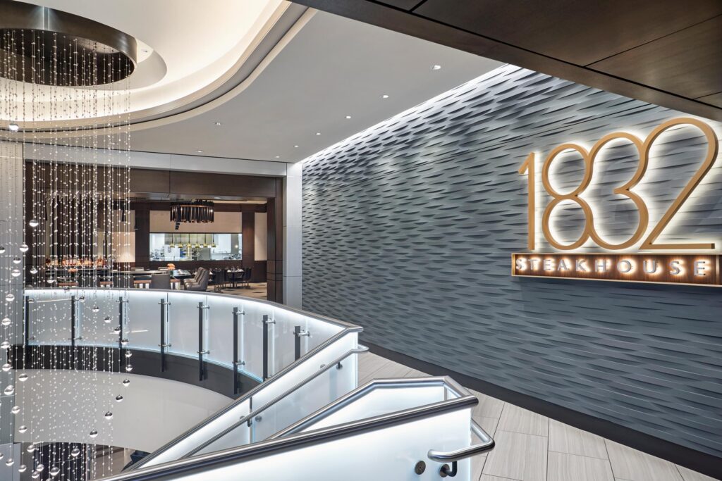 Illuminated Choctaw Casino Sign for 1832 Steakhouse