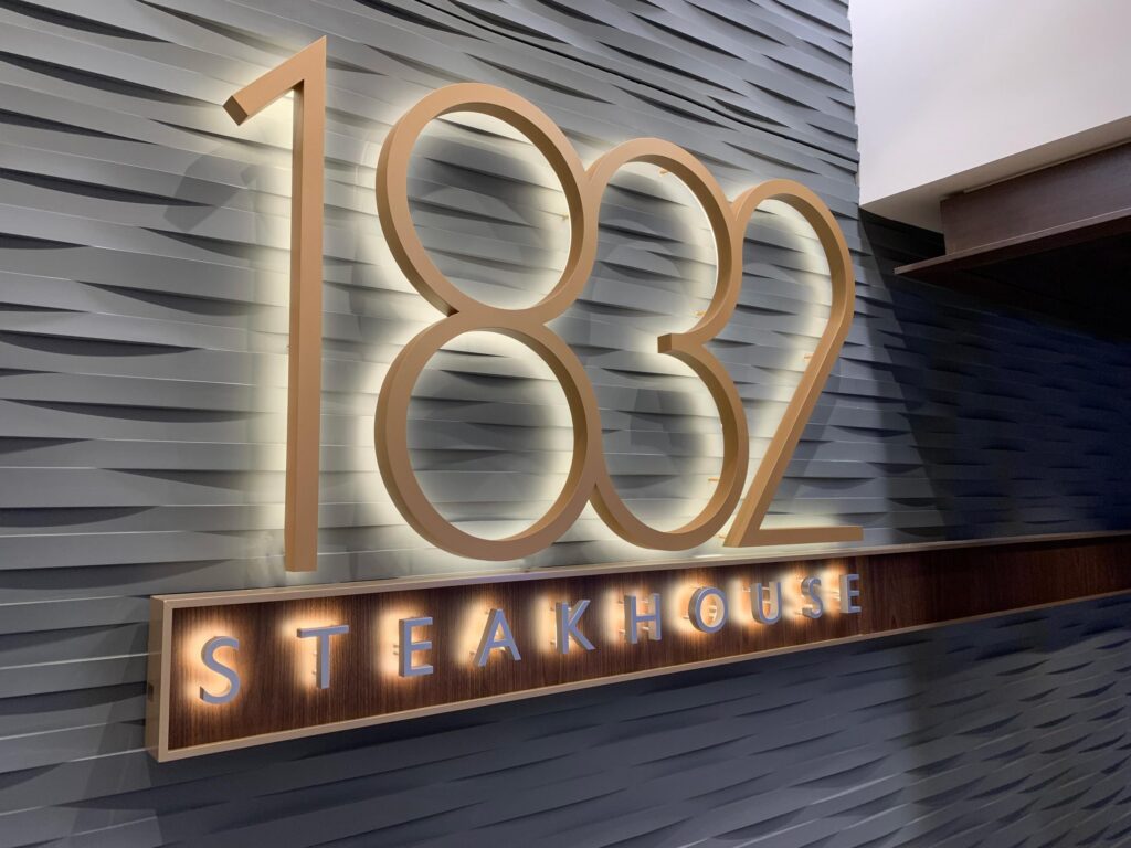 Illuminated Choctaw Casino Signs for 1832 Steakhouse
